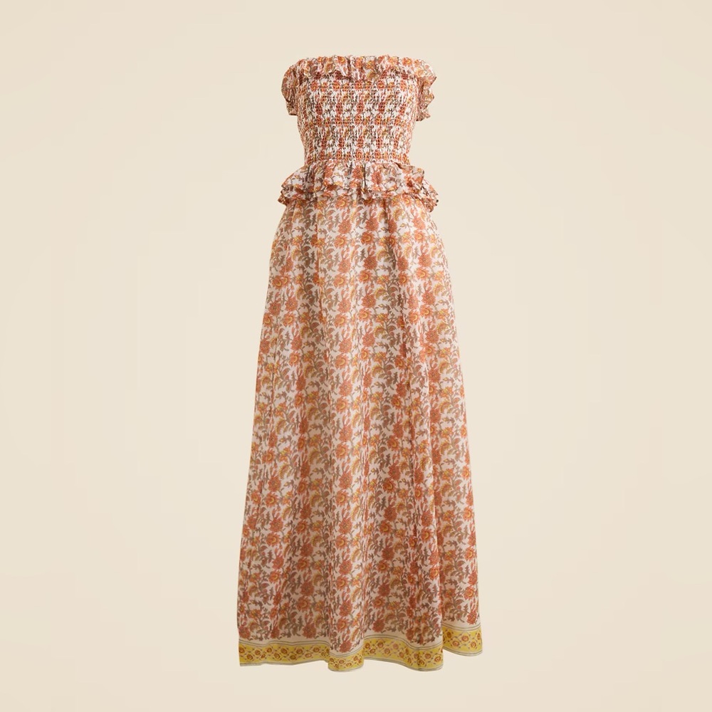 J. Crew Ravenna dress in sunset rose block-print ramie
